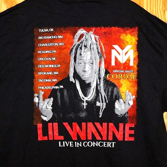 Lil Wayne "Live in Concert" Tour T-Shirt ft. Cordae - Gildan Ultra Cotton - 2XL - Picture 1 of 7